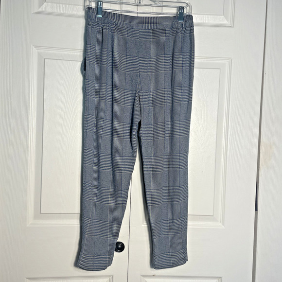 Etro Pants Womens 46 Blue Tan Plaid Trousers Cropped Drawstring Pockets Italy - Picture 3 of 10